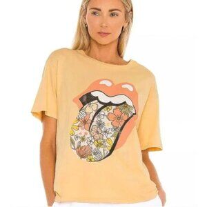 NEW Daydreamer Rolling Stones Flower Tongue Tee Brown Rust Size S $78 [jb]